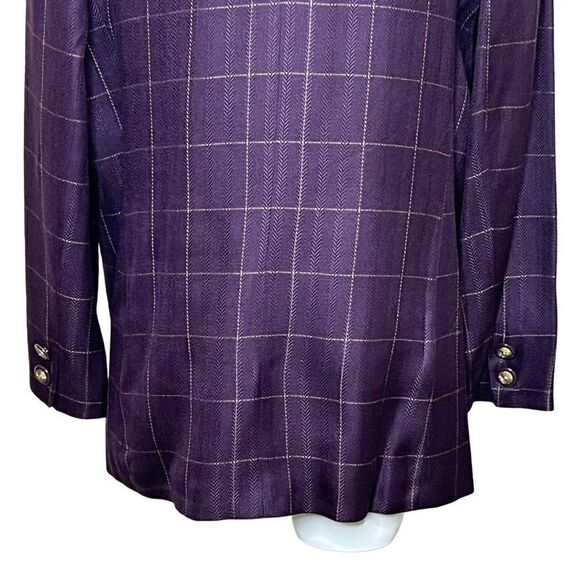 Worthington NWT purple window check double breasted blazer size 16 - Picture 7 of 14